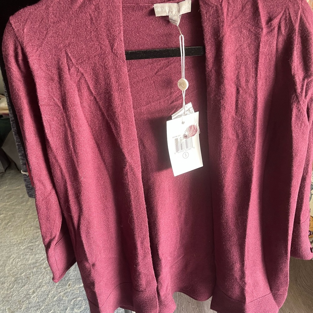 Elegant Open Front Cardigan Sweater - Deep mauve New
